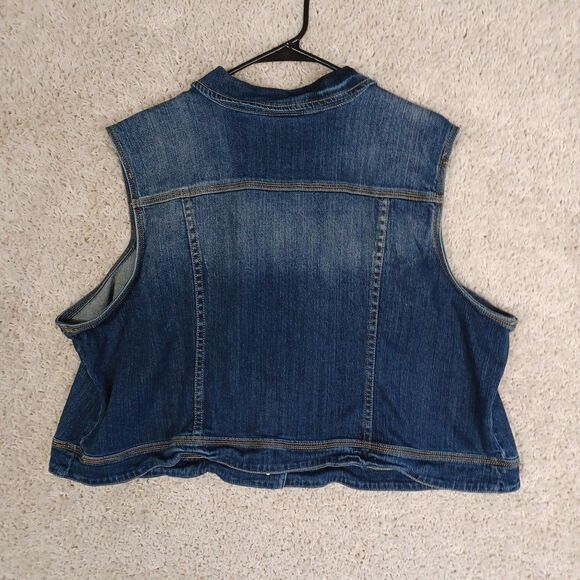 Lane Bryant Cropped Button-Down Denim Vest Women's Plus Size 26 Stretch Pockets - Picture 13 of 13